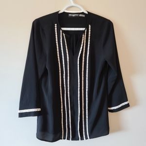 NWOT Karl Lagerfeld Paris V Neck Blouse 3/4 Sleeve